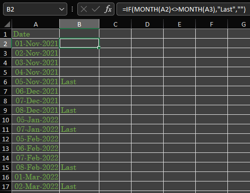 Screenshot illustrating use of proposed formula