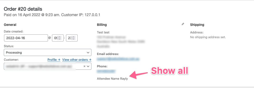 loop attendee name custom field