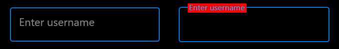 Hint in non-floating state without background on the left and in floating state with red background on the right.