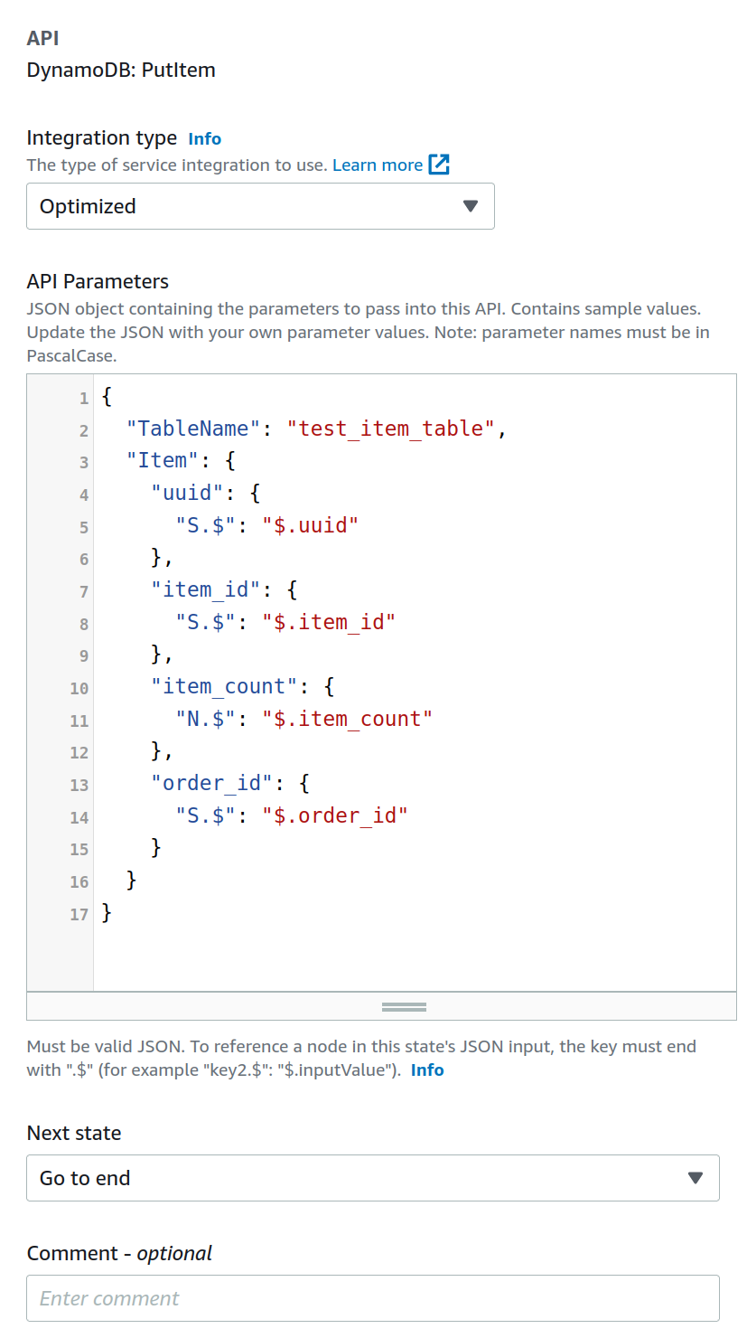 All of the attributes are strings apart from item_count