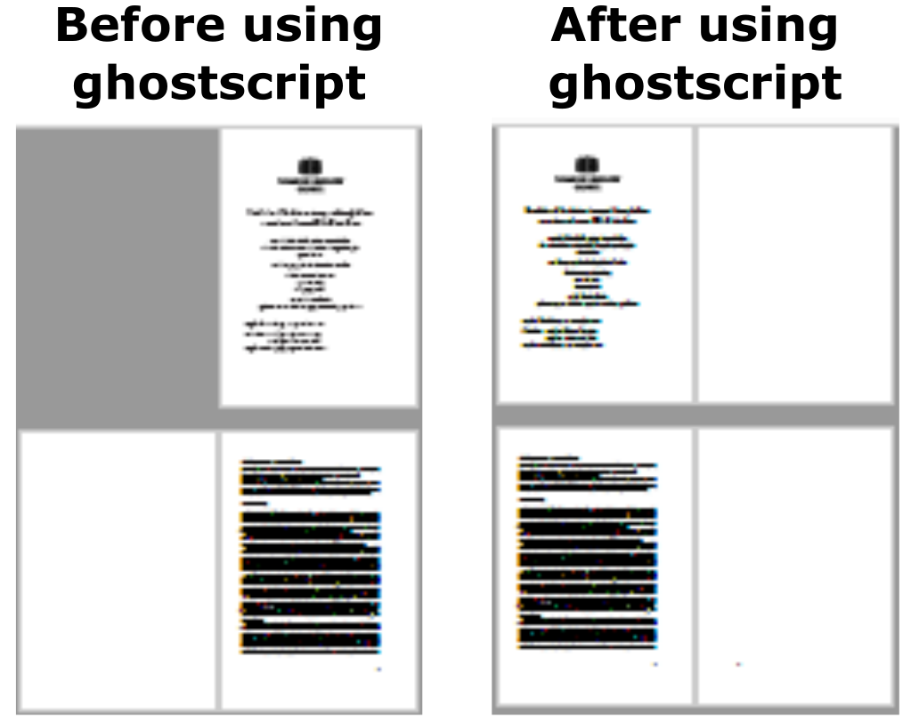 Pdf view before and after using ghostscript