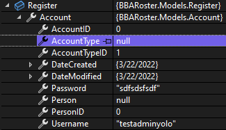 Register.Account has empty navigation properties
