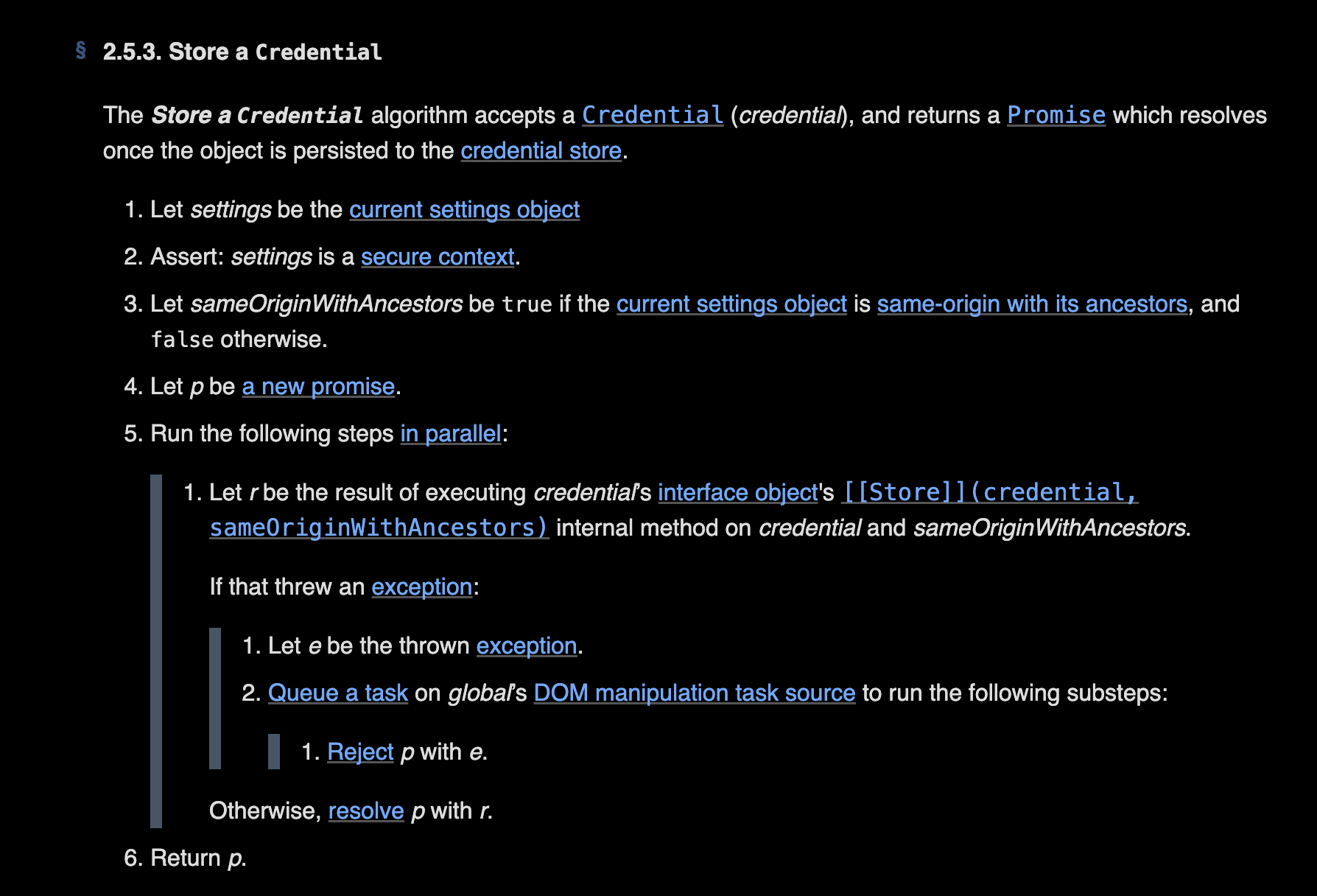 Reference of W3C standard