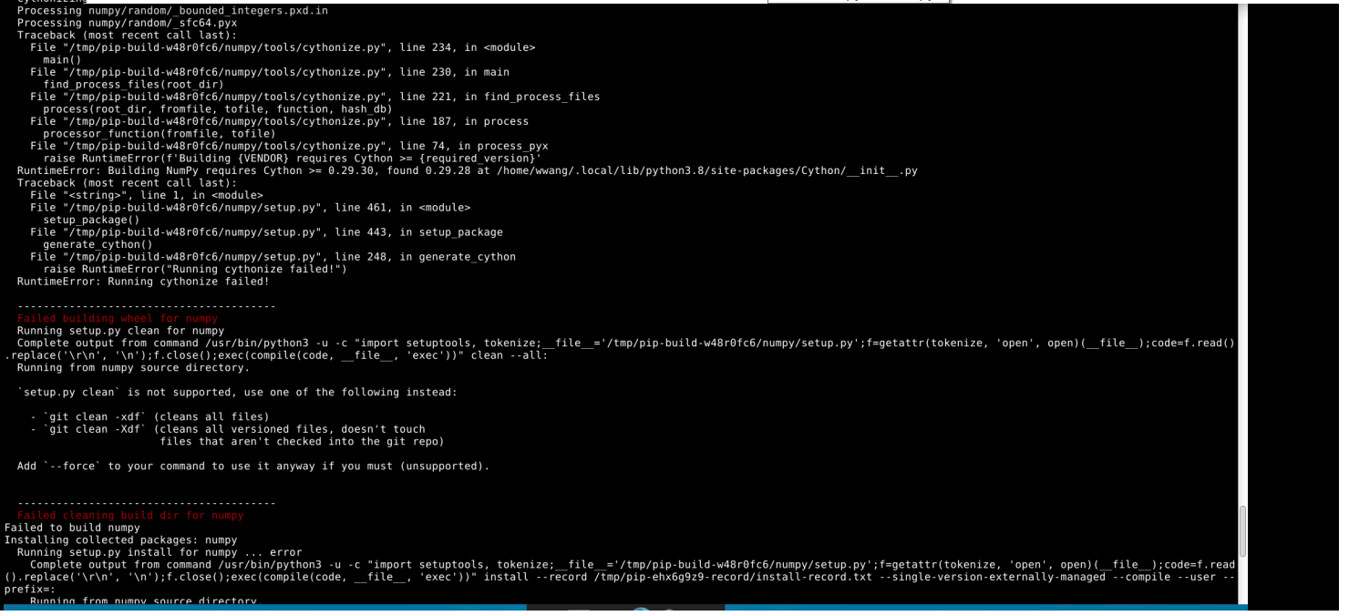 python3 -m pip install numpy error 2