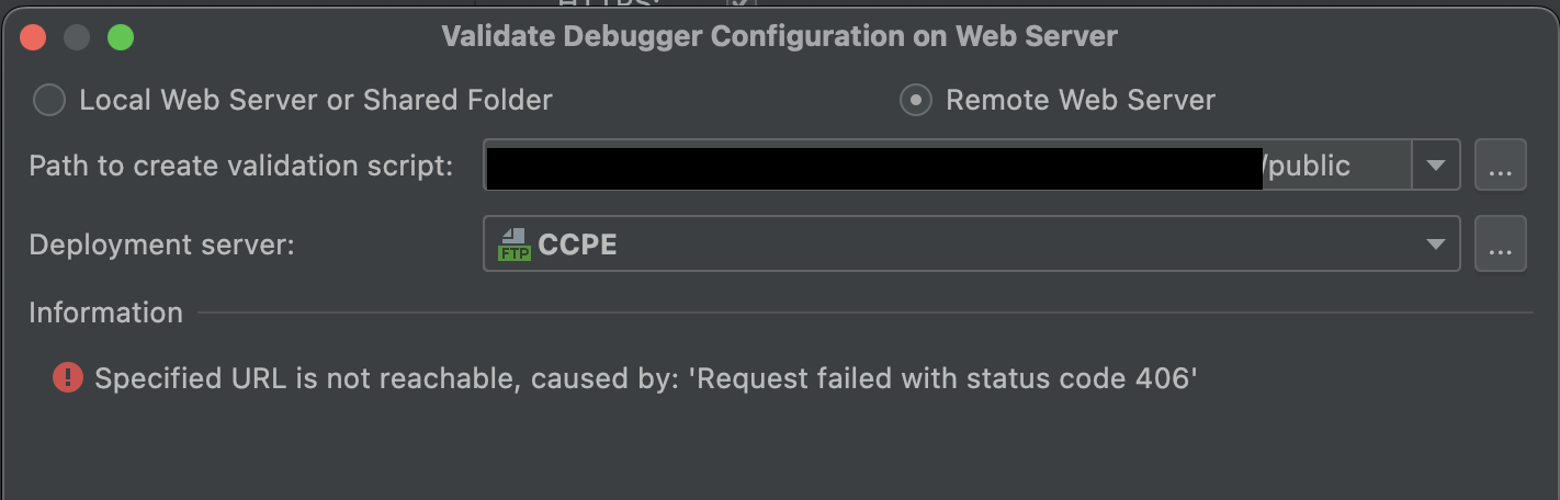 Validate Debugger Configuration error