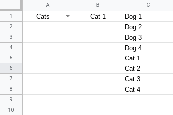 The spreadsheet with valid input