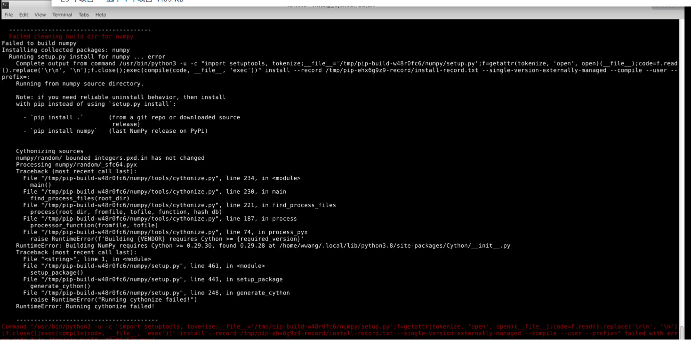 python3 -m pip install numpy error 3