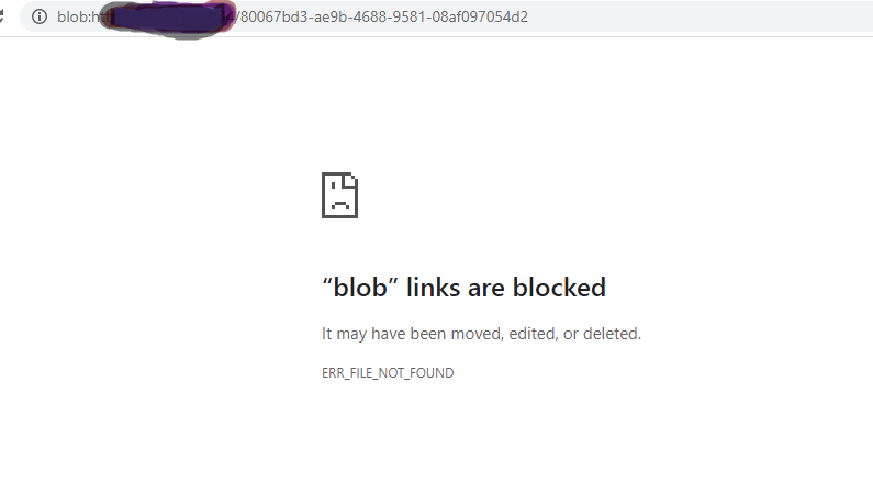 “blob” links are blocked