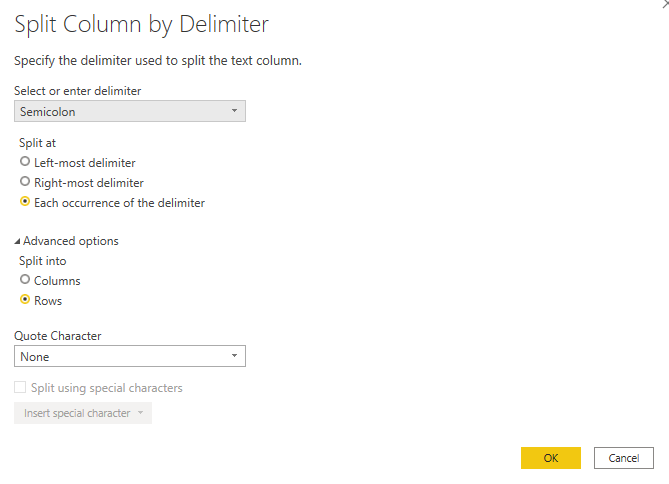 Split Column by Delimiter