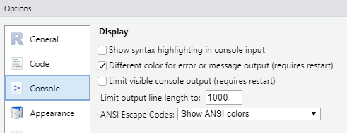 RStudio settings