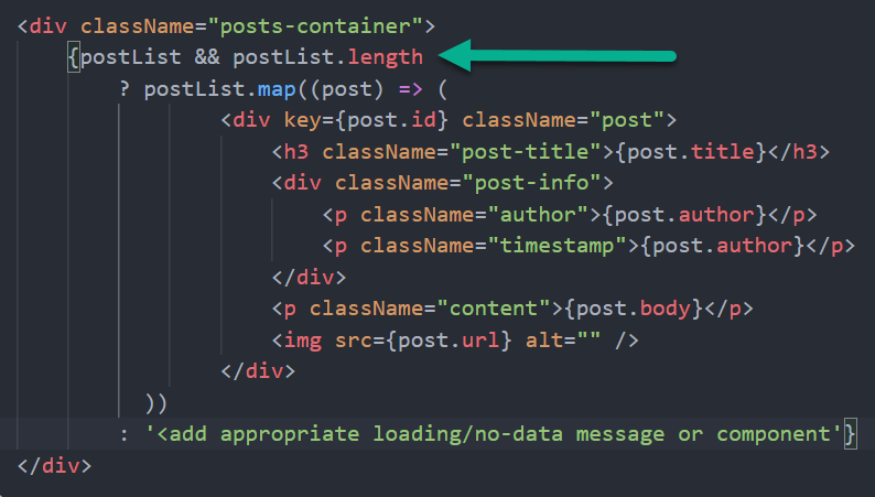 conditional rendering based on size of postList