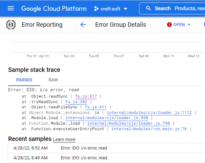 google cloud platform error io error file read