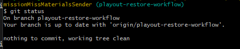 Git status also shows working tree clean