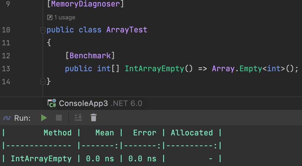 BenchmarkDotNet results