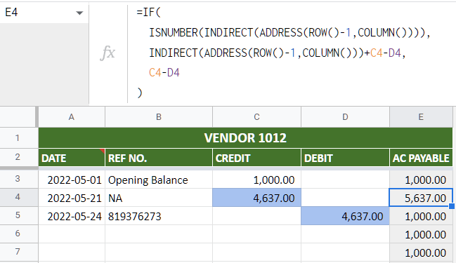 A Vendor Sheet