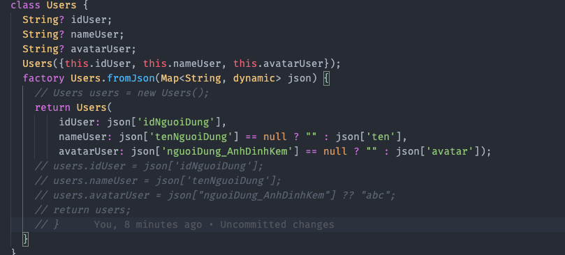 Models and method fromJson