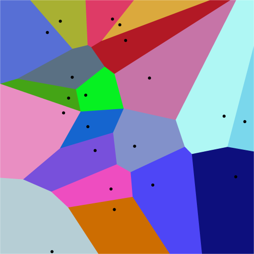 20 points and their Voronoi cells