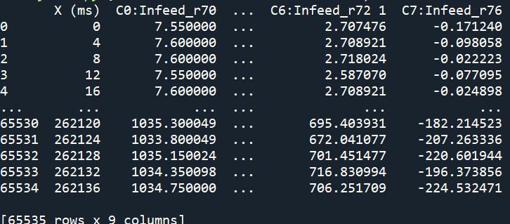 Picture of csv file