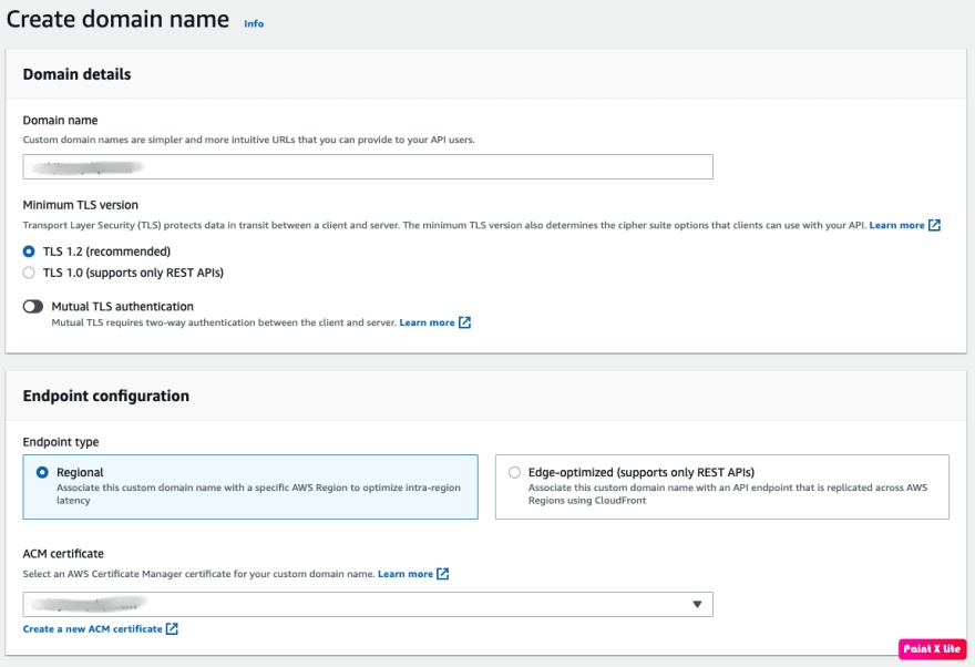 Create Custom domain and assign an ACM Certificate