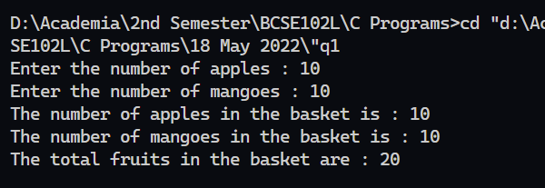 output for global variables