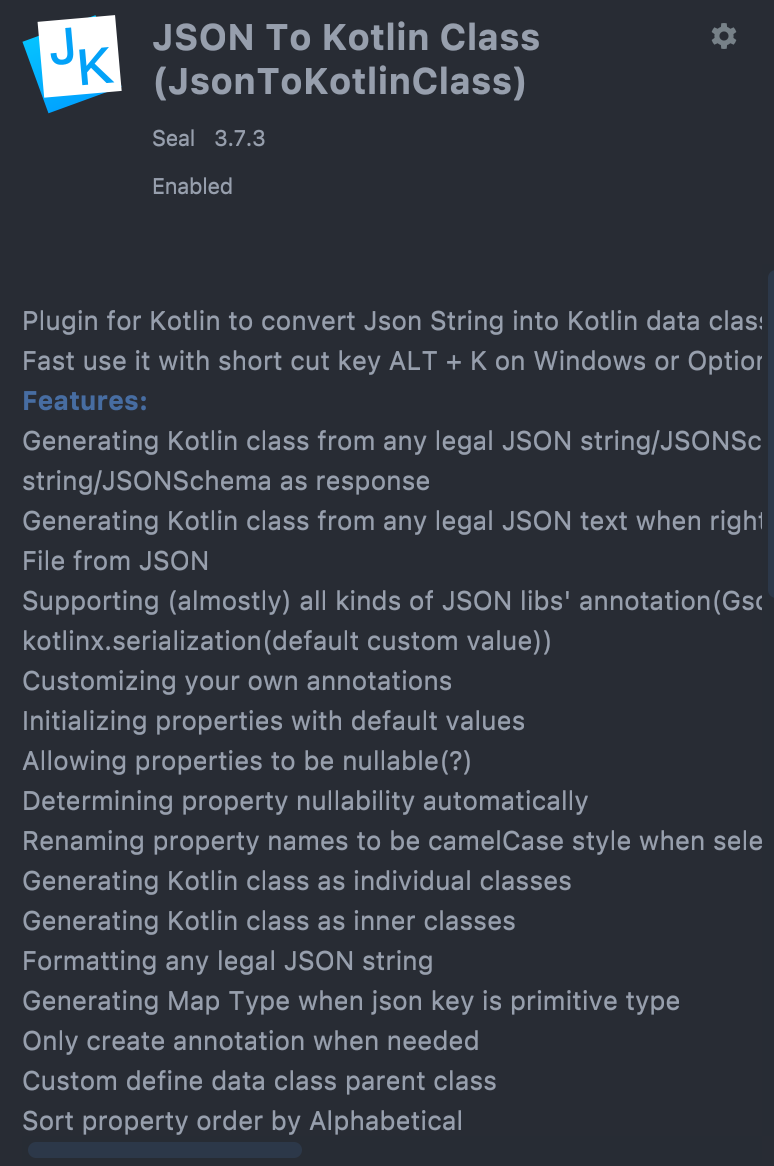 JSON To Kotlin Class ​(JsonToKotlinClass)