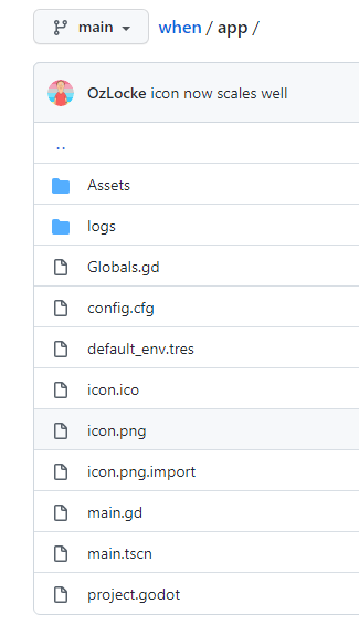 The app folder, showing the project file