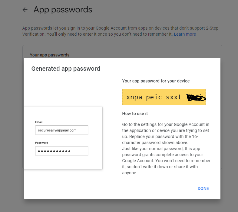 App password created