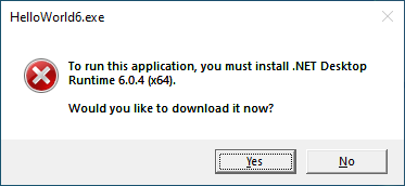 ask user to install .NET runtime