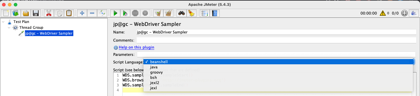 Missing JavaScript option in JMeter