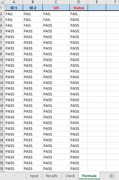 IF FAIL appears in Formula sheet its corresponding value in other sheet should be highlighted