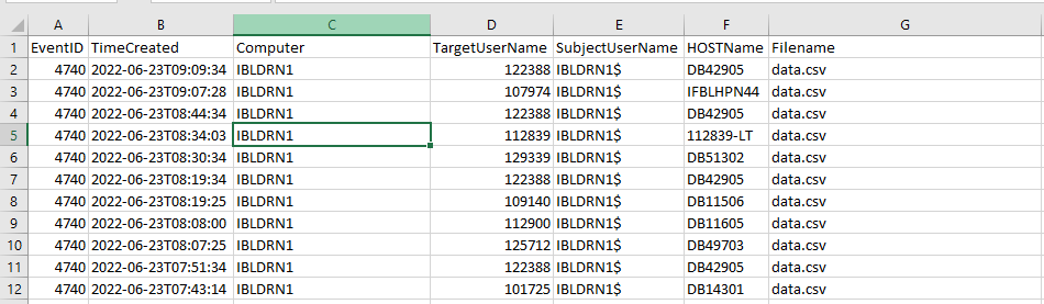 Excel Input data