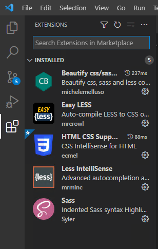 my currently installed extensions