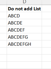 Do not add list