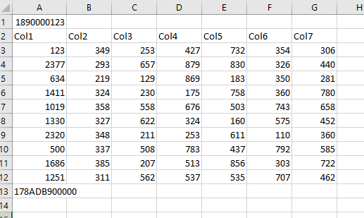 the result should be a csv having a sequence in the header and the footer