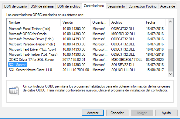 SQL Server driver