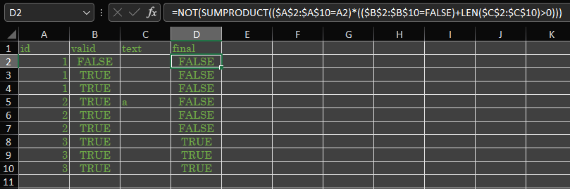 Screenshot illustrating proposed formula