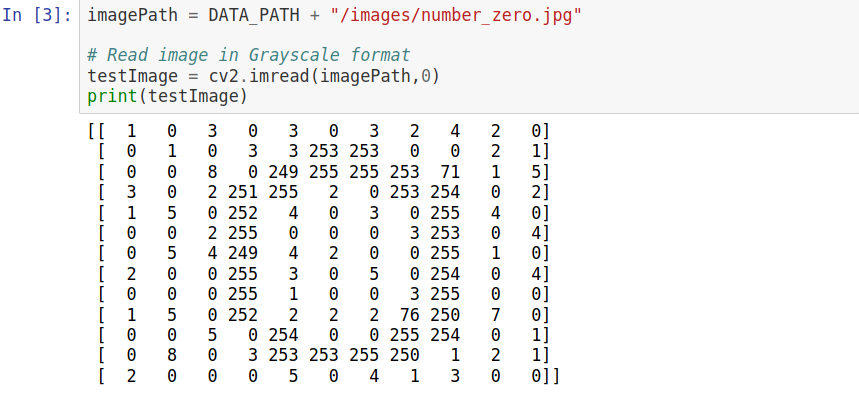 image as matrix with opencv