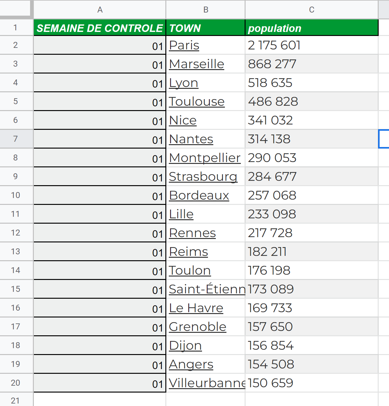 array to export