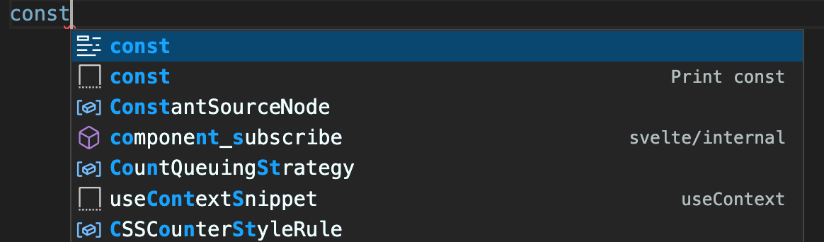 const Snippet vscode