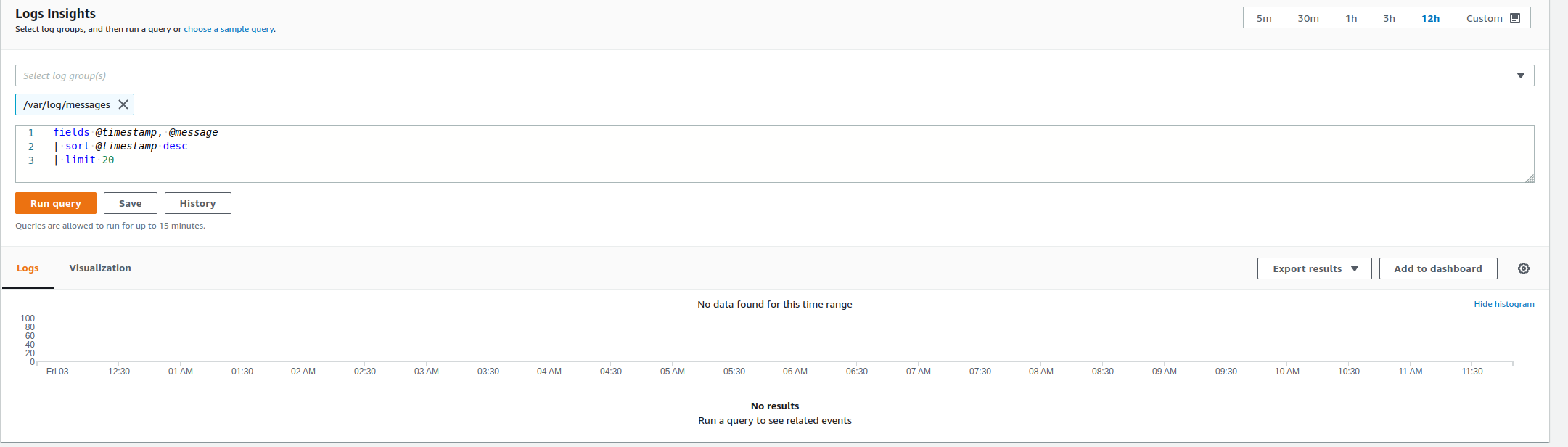 This is the querry with no data