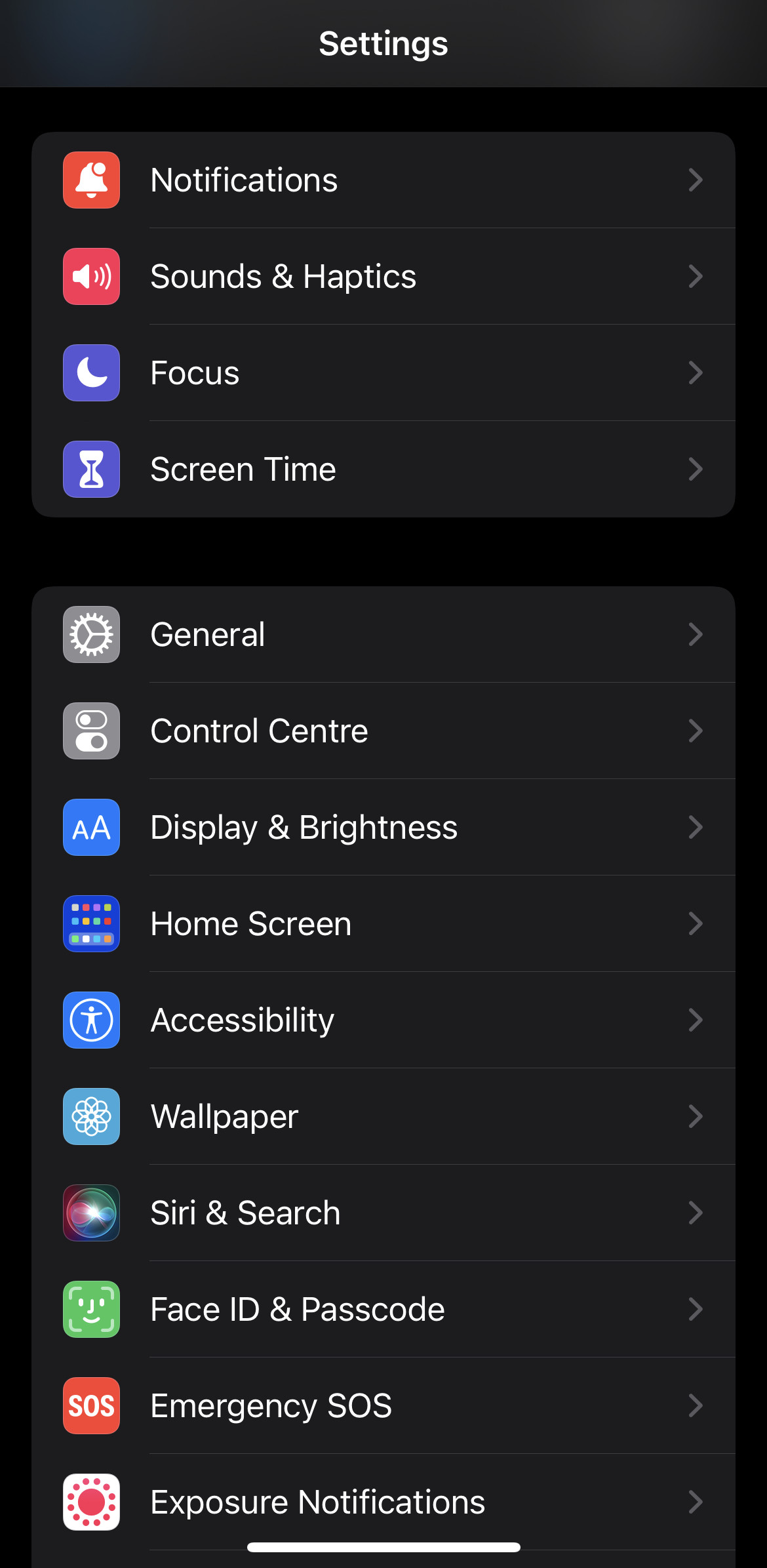 iOS Settings app