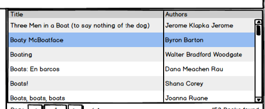 A tabular layout with two columns, one for the title and one for the authors of books.