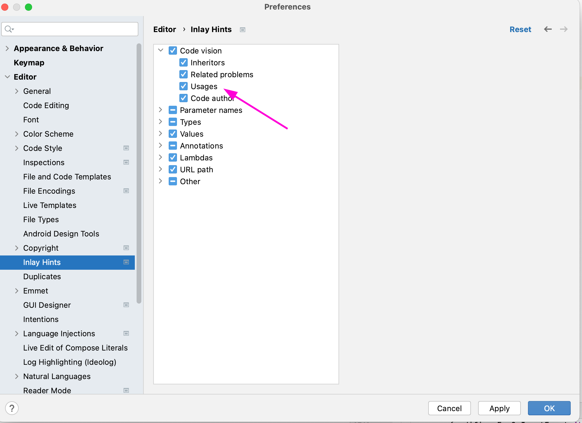 IntelliJ IDEA settings