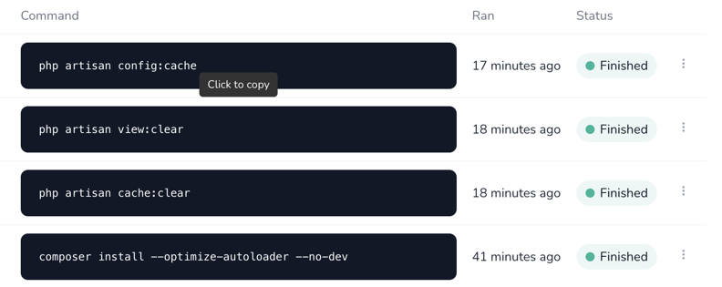 php artisan commands