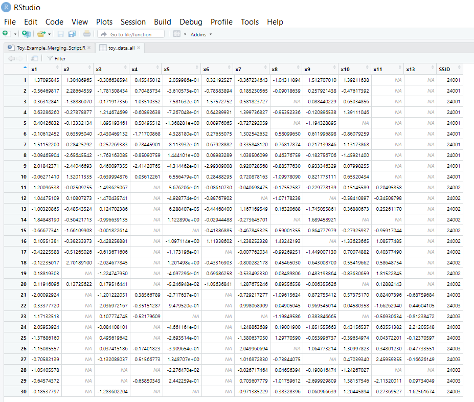 See those long streaks of NA values? Those are the ones I'm trying to change