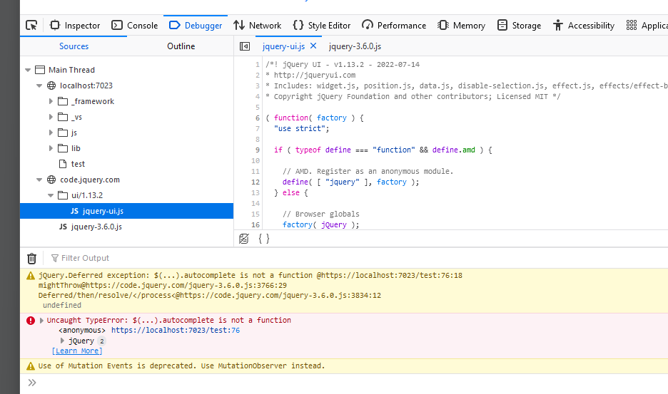 Screenshot of Debugger