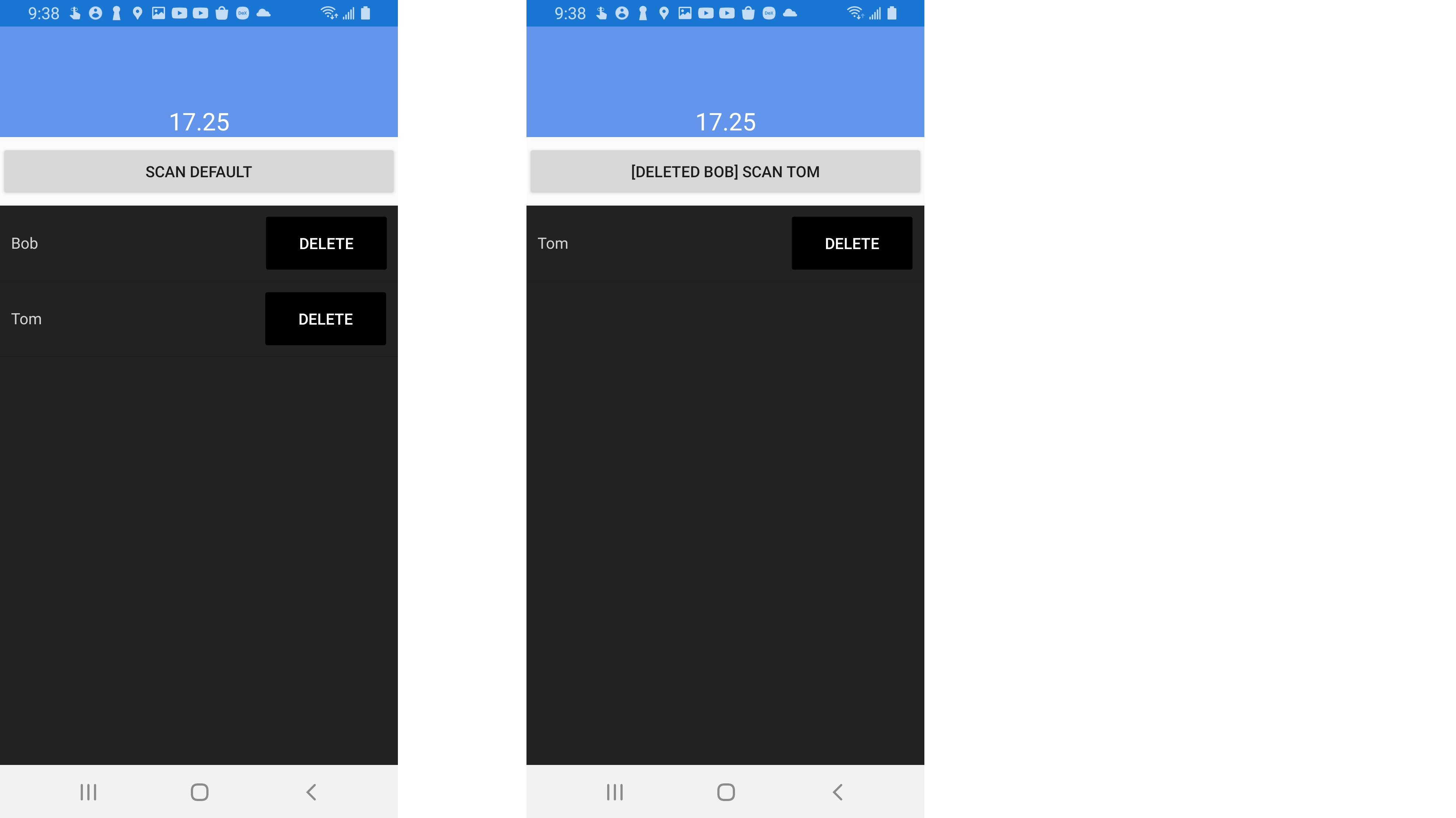 Before and after delete