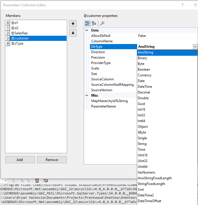 DbTypes for Datasets