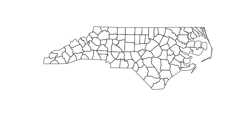 counties of north carolina as stored in nc.shp