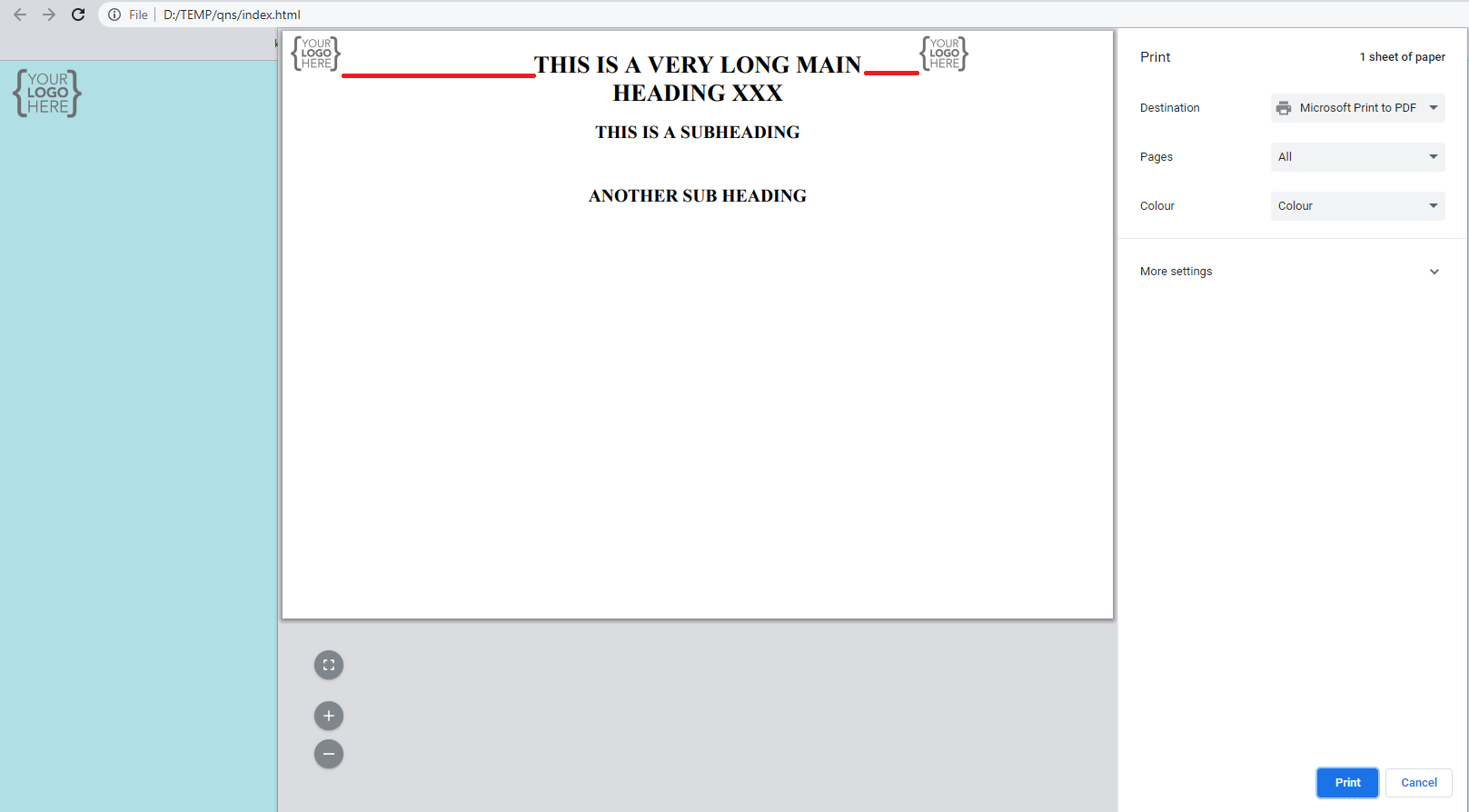 distance between heading and logos to both sides are unequal